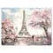 Designart - Eiffel with Pink Flowers - Landscape Canvas Art Print
